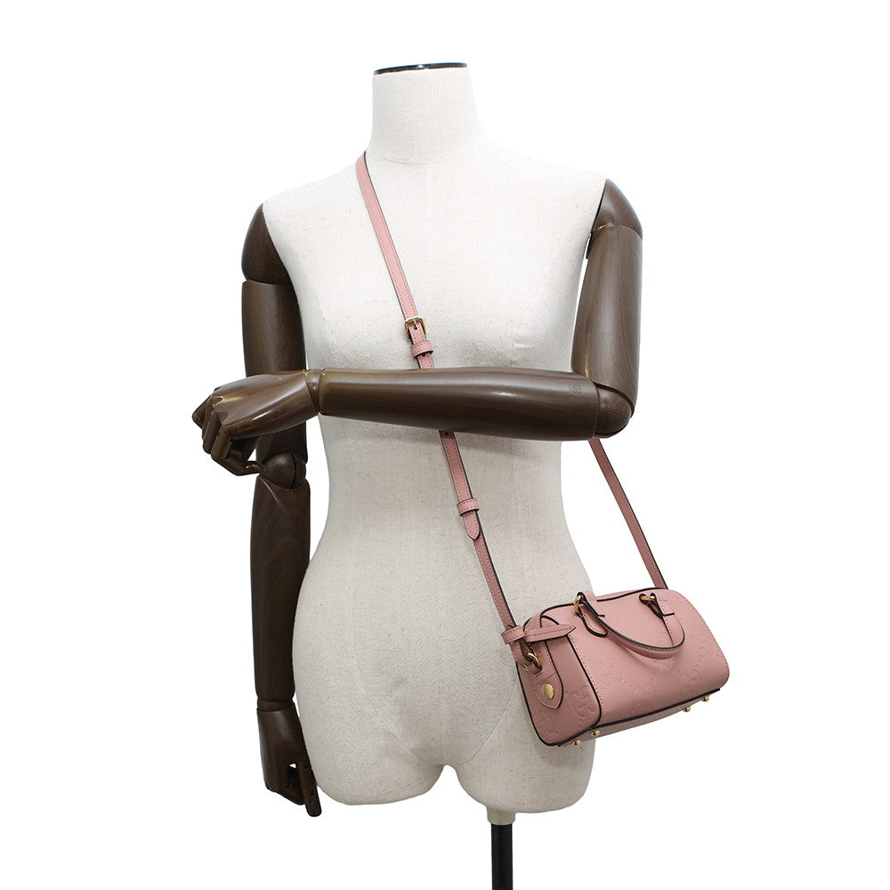 GUCCI GG Super Mini 2WAY Handbag Pink790130 Leather