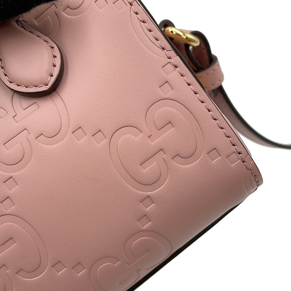 GUCCI GG Super Mini 2WAY Handbag Pink790130 Leather