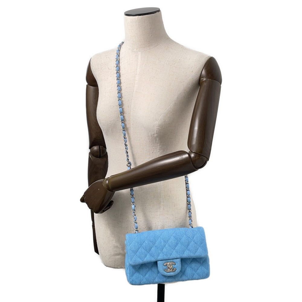 CHANEL Mini Matelasse ChainShoulder Bag BlueA69900 Denim Size 20