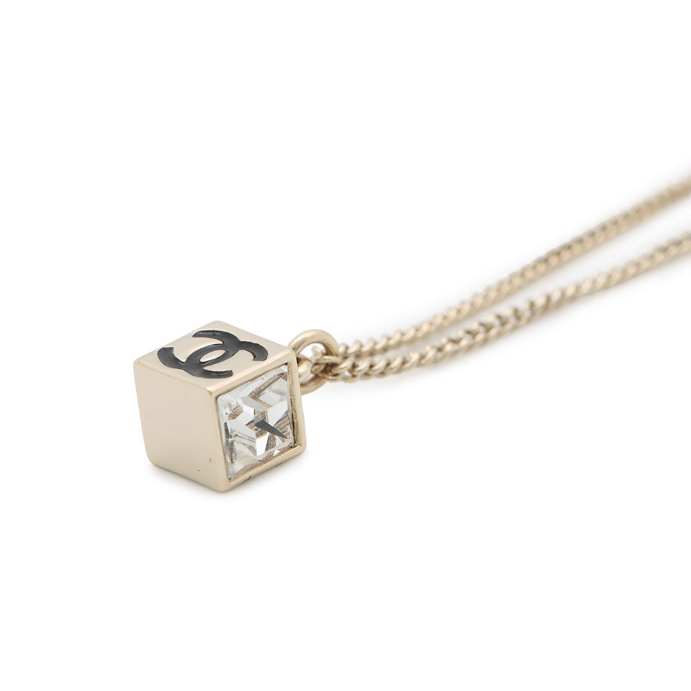 CHANEL Cube Necklace TransparentABE819 Metal strass