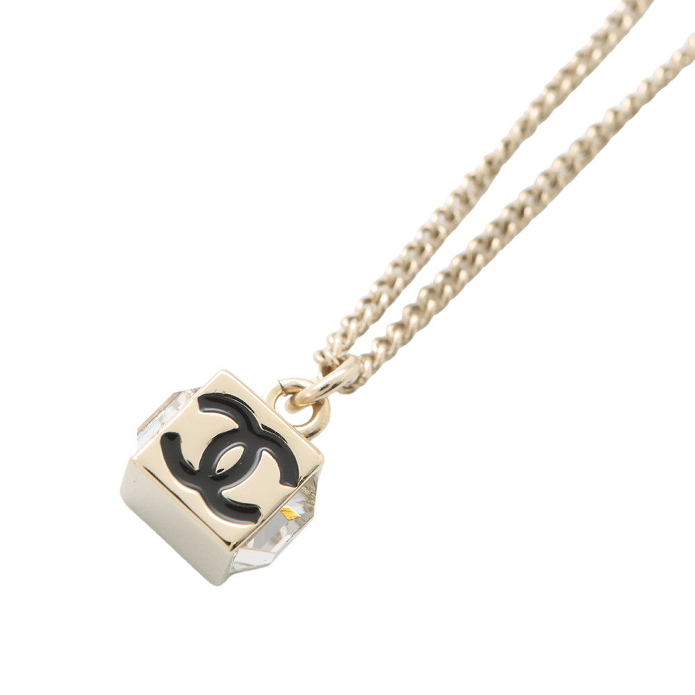 CHANEL Cube Necklace TransparentABE819 Metal strass
