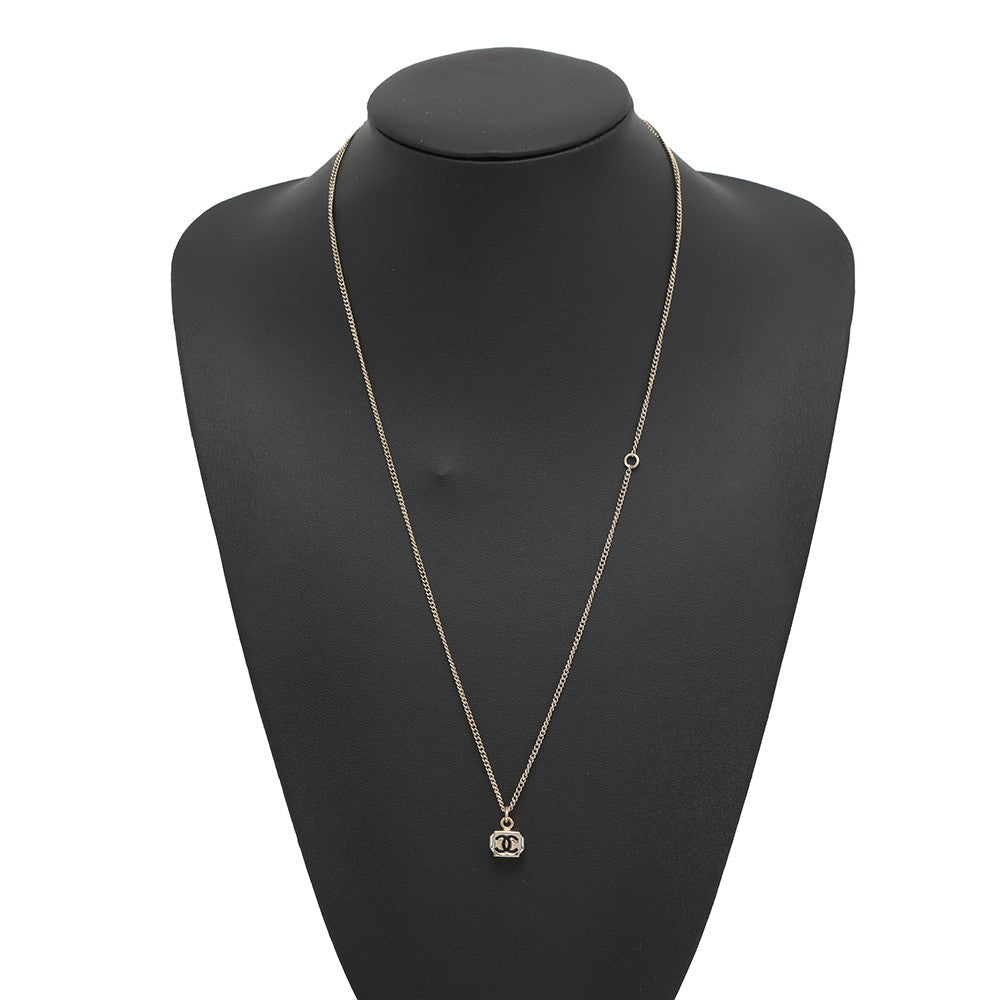 CHANEL Cube Necklace TransparentABE819 Metal strass