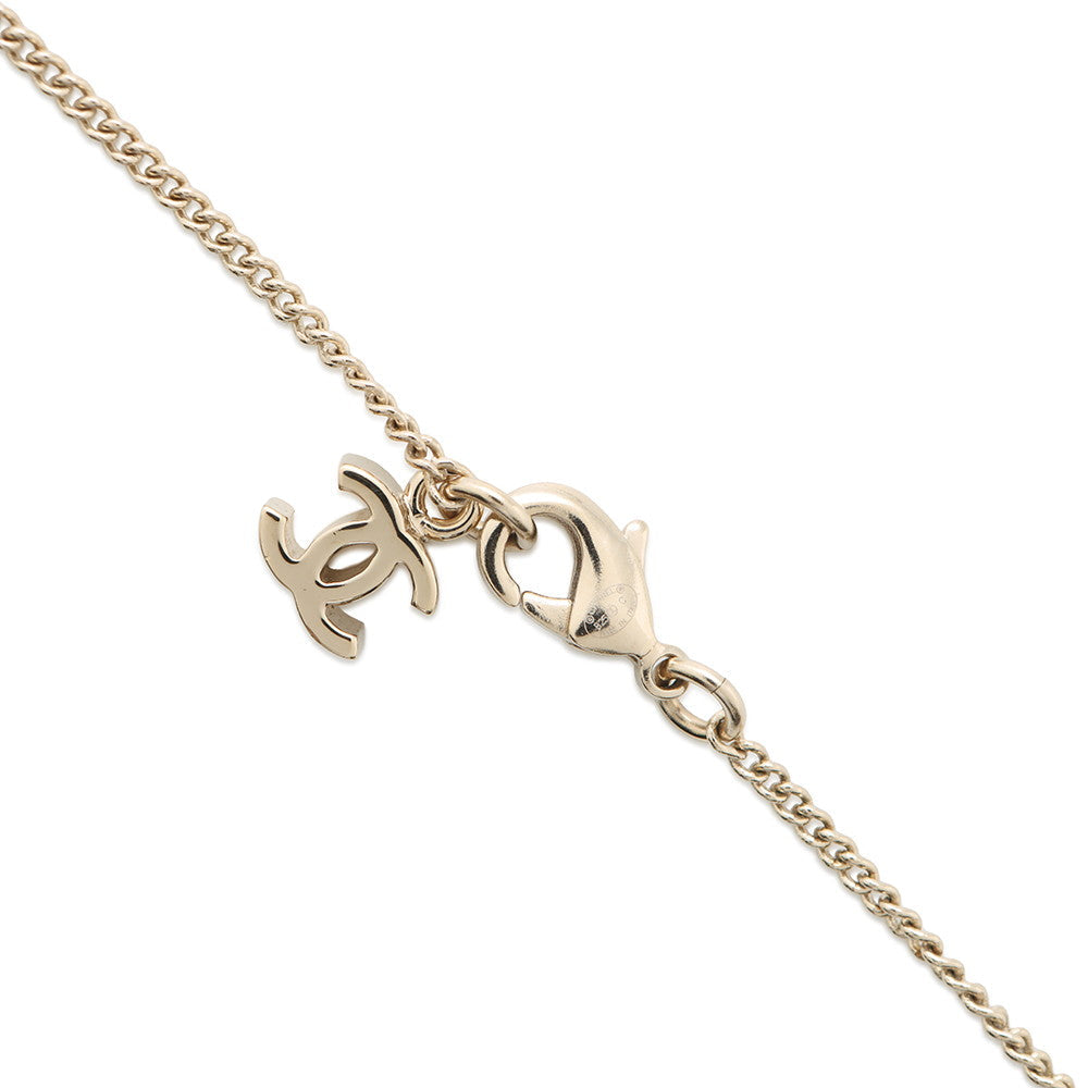 CHANEL Cube Necklace TransparentABE819 Metal strass
