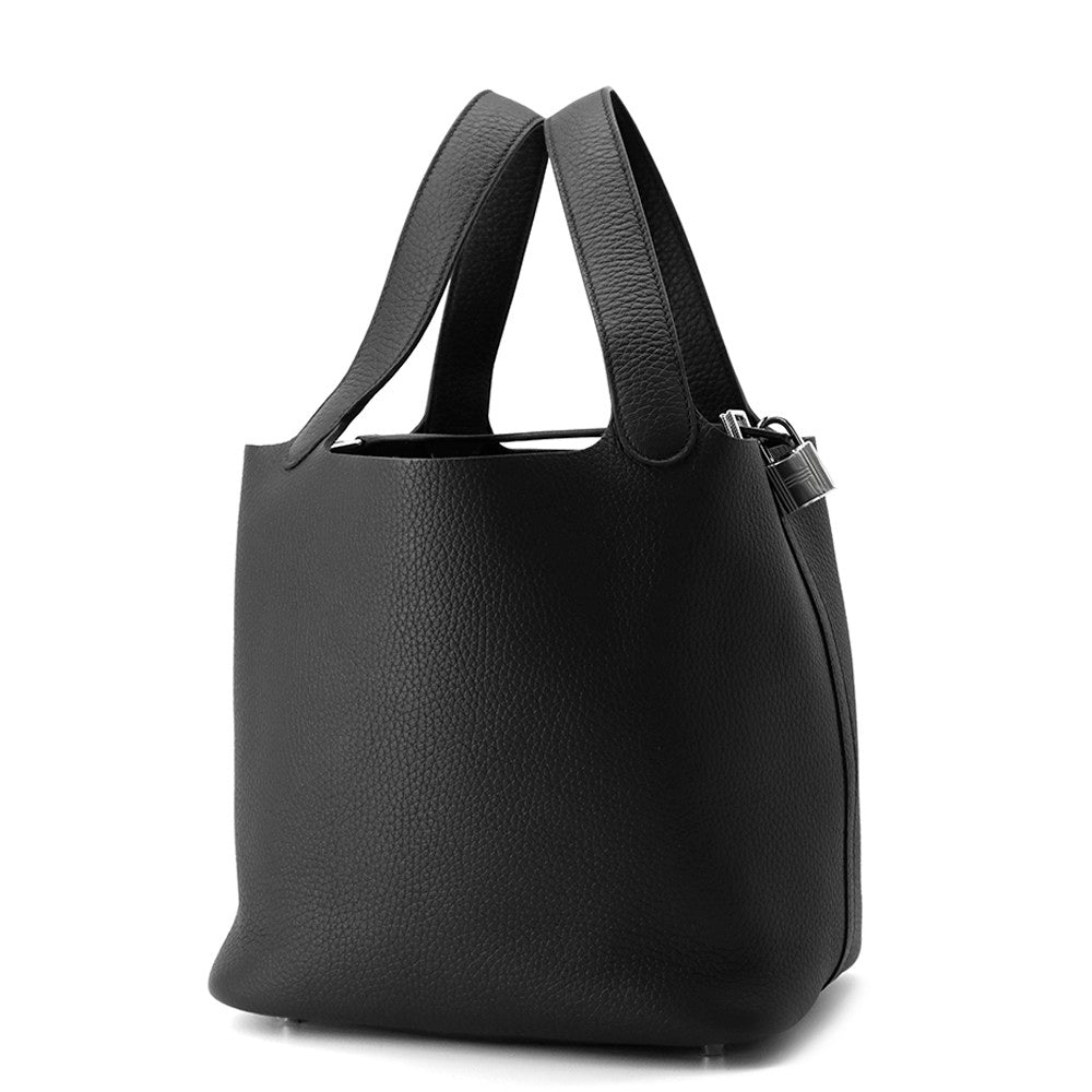 HERMES Picotin Padlock Black Taurillon Clemence Size MM