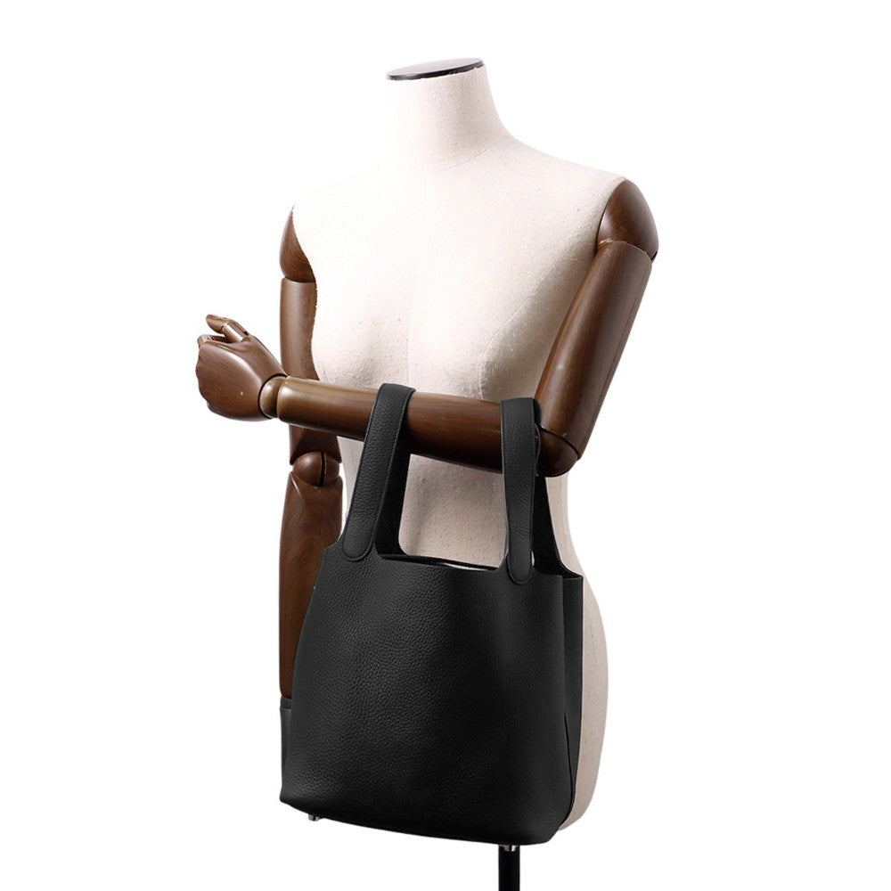 HERMES Picotin Padlock Black Taurillon Clemence Size MM