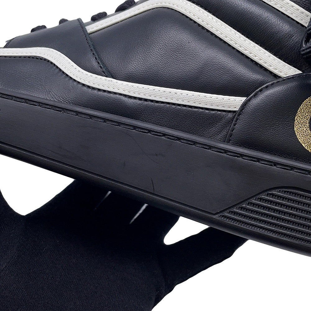 CHANEL Back Logo High Cut Sneakers Black/White/GoldG35064 Leather Size 43