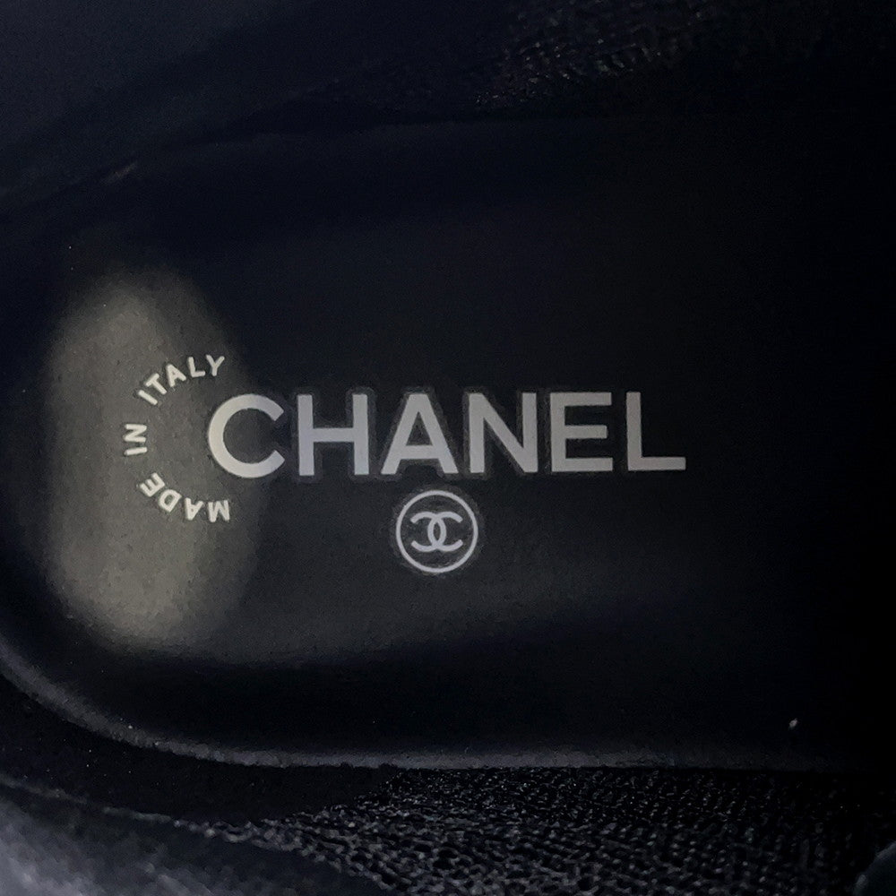 CHANEL Back Logo High Cut Sneakers Black/White/GoldG35064 Leather Size 43