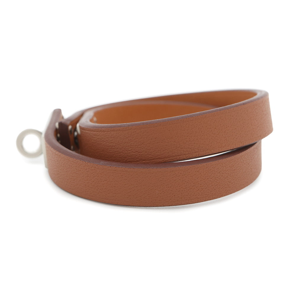 HERMES Mini Kelly Double Tour Bracelet Size T2 Gold Swift Leather