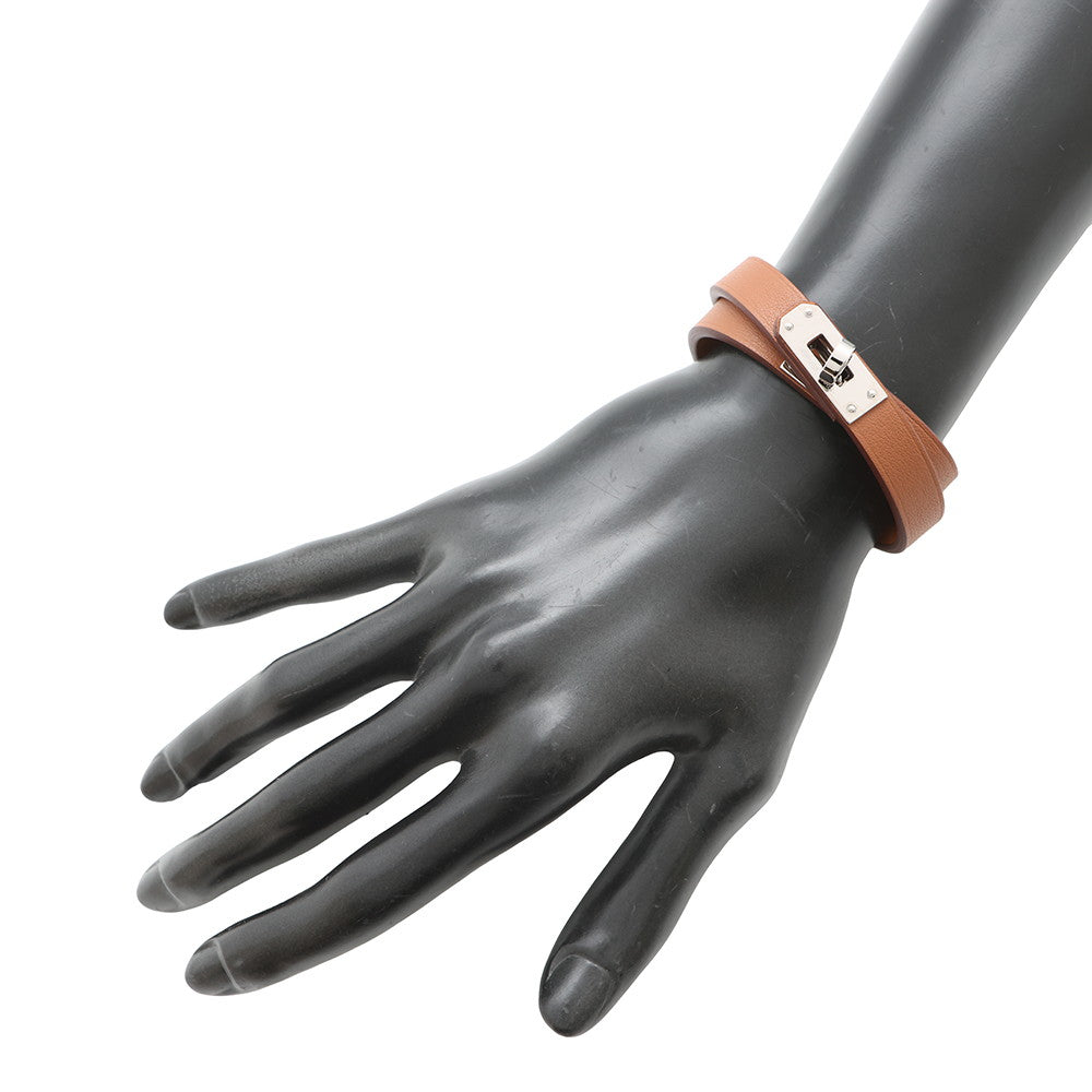 HERMES Mini Kelly Double Tour Bracelet Size T2 Gold Swift Leather