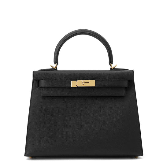 HERMES Kelly Sellier Black Epsom Size 28