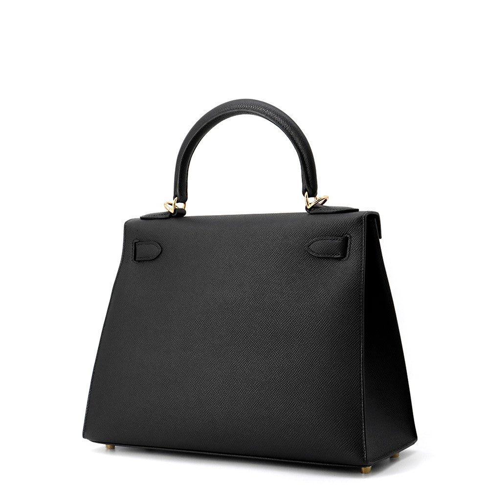 HERMES Kelly Sellier Black Epsom Size 28