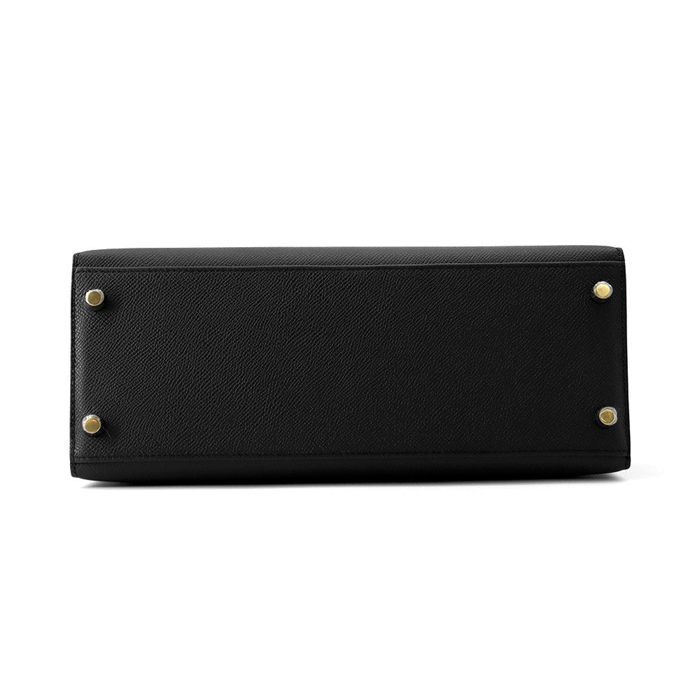 HERMES Kelly Sellier Black Epsom Size 28