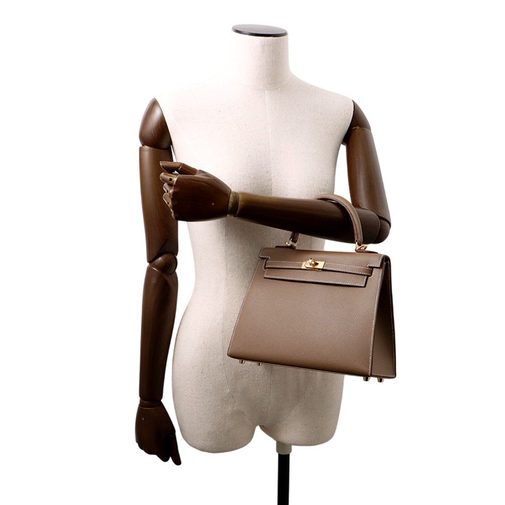 HERMES Kelly Sellier Etoupe Epsom Size 25