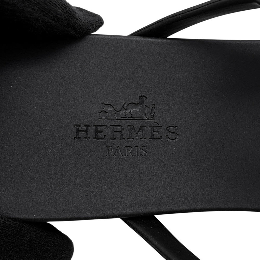 HERMES Egeri Chaine d'Ancre Sandals Black Rubber Size 37