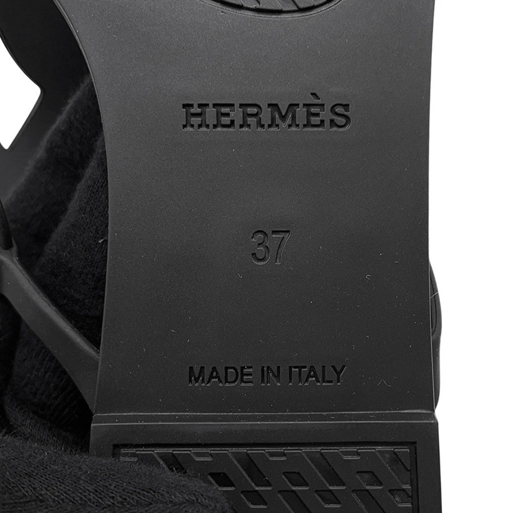 HERMES Egeri Chaine d'Ancre Sandals Black Rubber Size 37