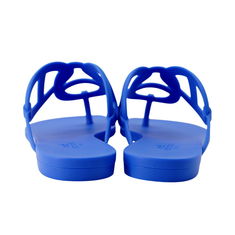 HERMES Egeri Chaine d'Ancre Sandals Blue Rubber Size 37