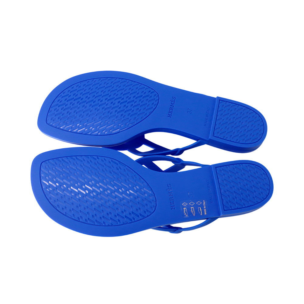 HERMES Egeri Chaine d'Ancre Sandals Blue Rubber Size 37