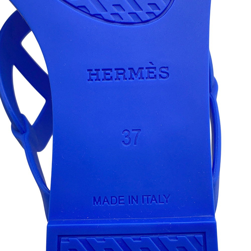 HERMES Egeri Chaine d'Ancre Sandals Blue Rubber Size 37