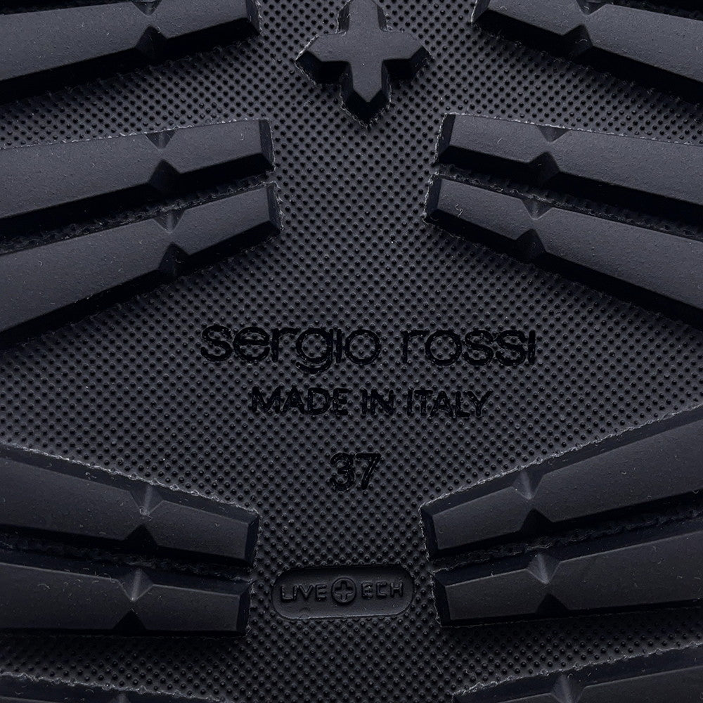Sergio Rossi sr TWENTY BUCKLE Flat Sandals BlueB10390 Denim Crystal Size 37