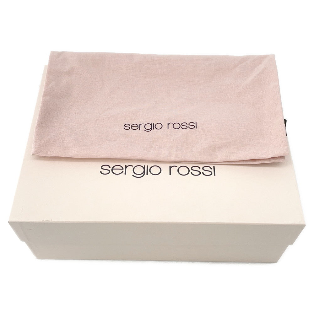 Sergio Rossi sr TWENTY BUCKLE Flat Sandals BlueB10390 Denim Crystal Size 37
