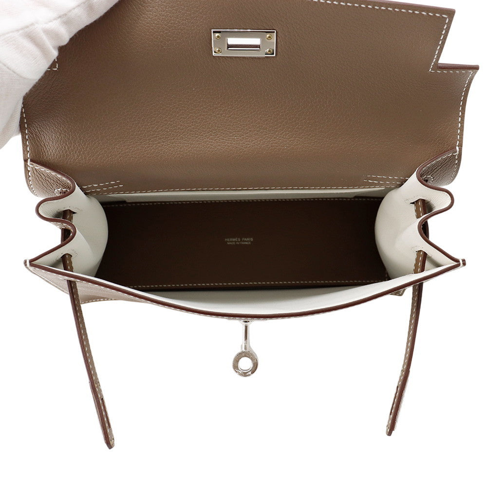 HERMES Kelly Dance 2 Verso Etoupe/Gris Pale Evercolor