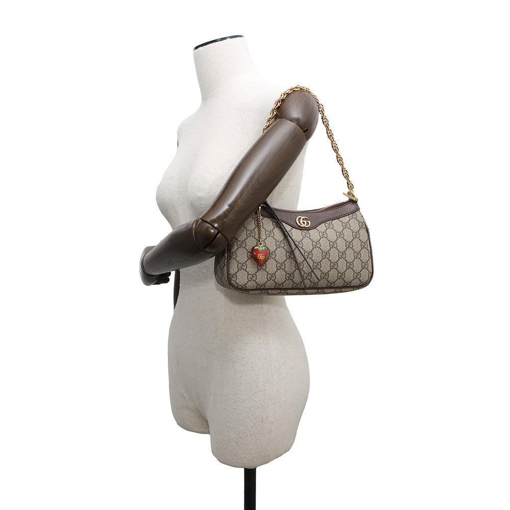 GUCCI GG Supreme Ophidia Shoulder Bag Beige735132 PVC Leather Size Small