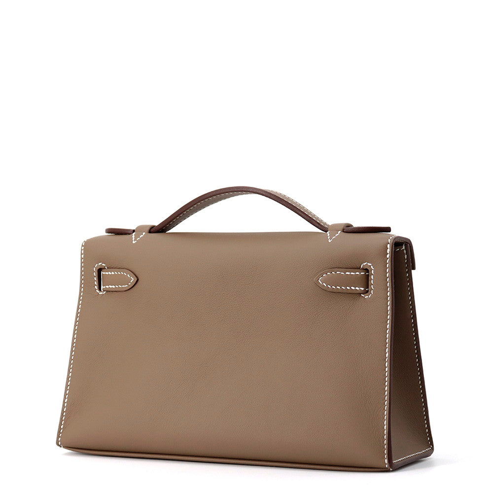 HERMES PochetteKelly Etoupe Swift Leather