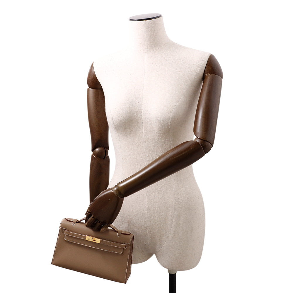HERMES PochetteKelly Etoupe Swift Leather