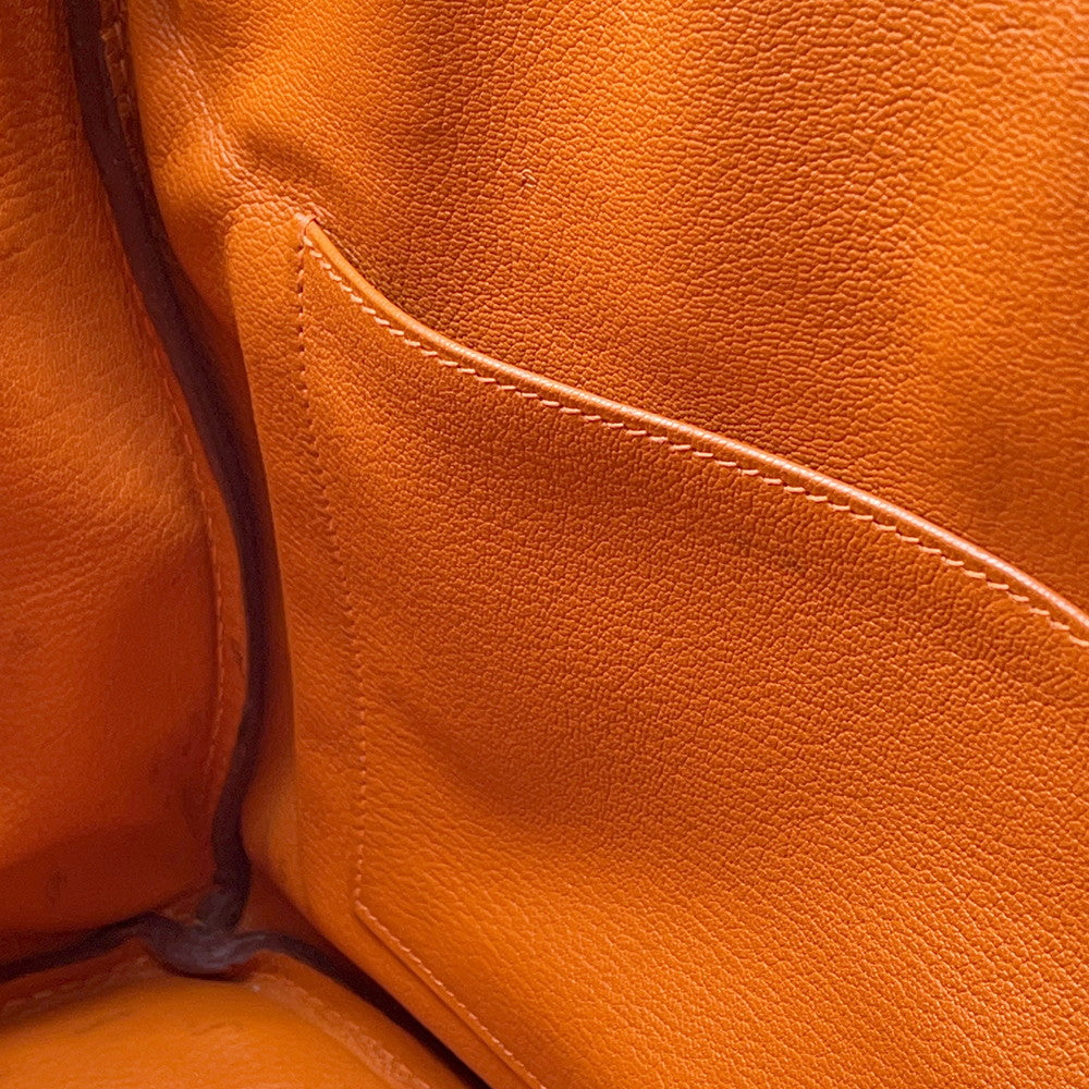HERMES Birkin Orange Vibrato Box Calf Leather Size 35