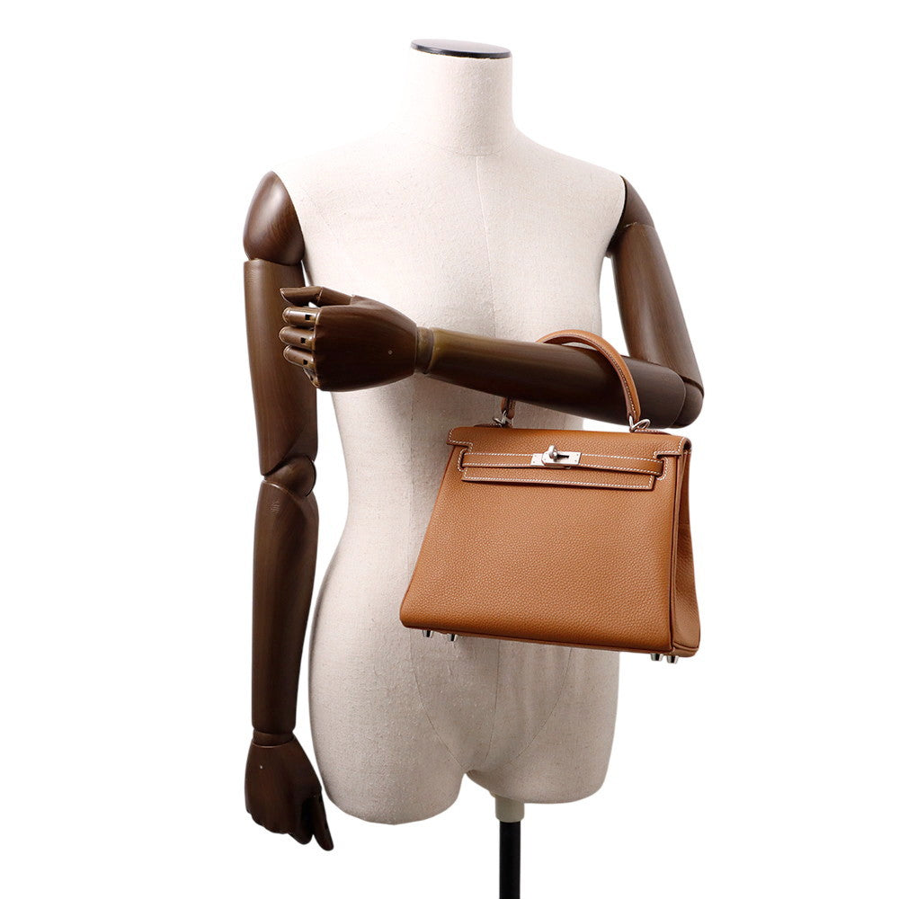 HERMES Kelly Retourne sewing Gold Togo Leather Size 25