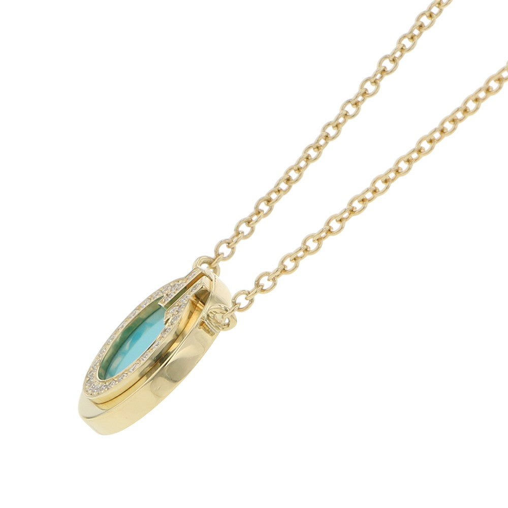 TIFFANY&Co. T-Circle Diamond & Turquoise Necklace 18K Yellow Gold