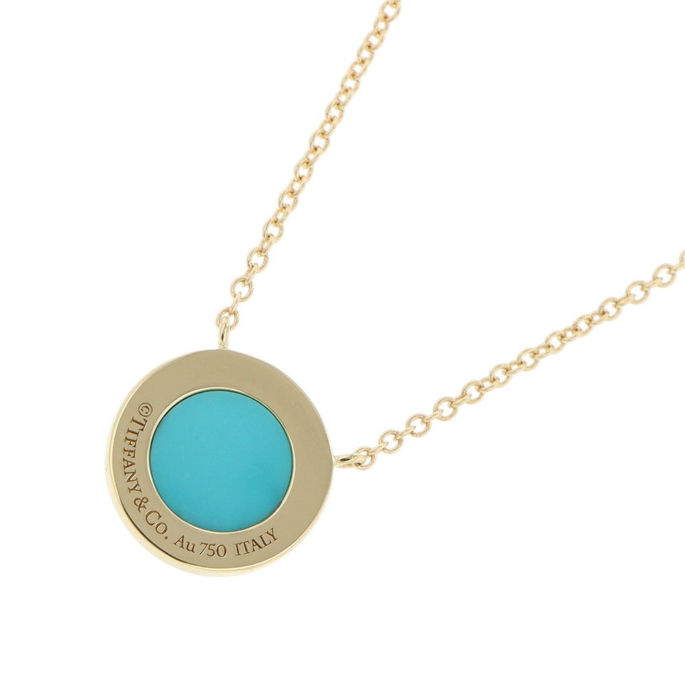 TIFFANY&Co. T-Circle Diamond & Turquoise Necklace 18K Yellow Gold