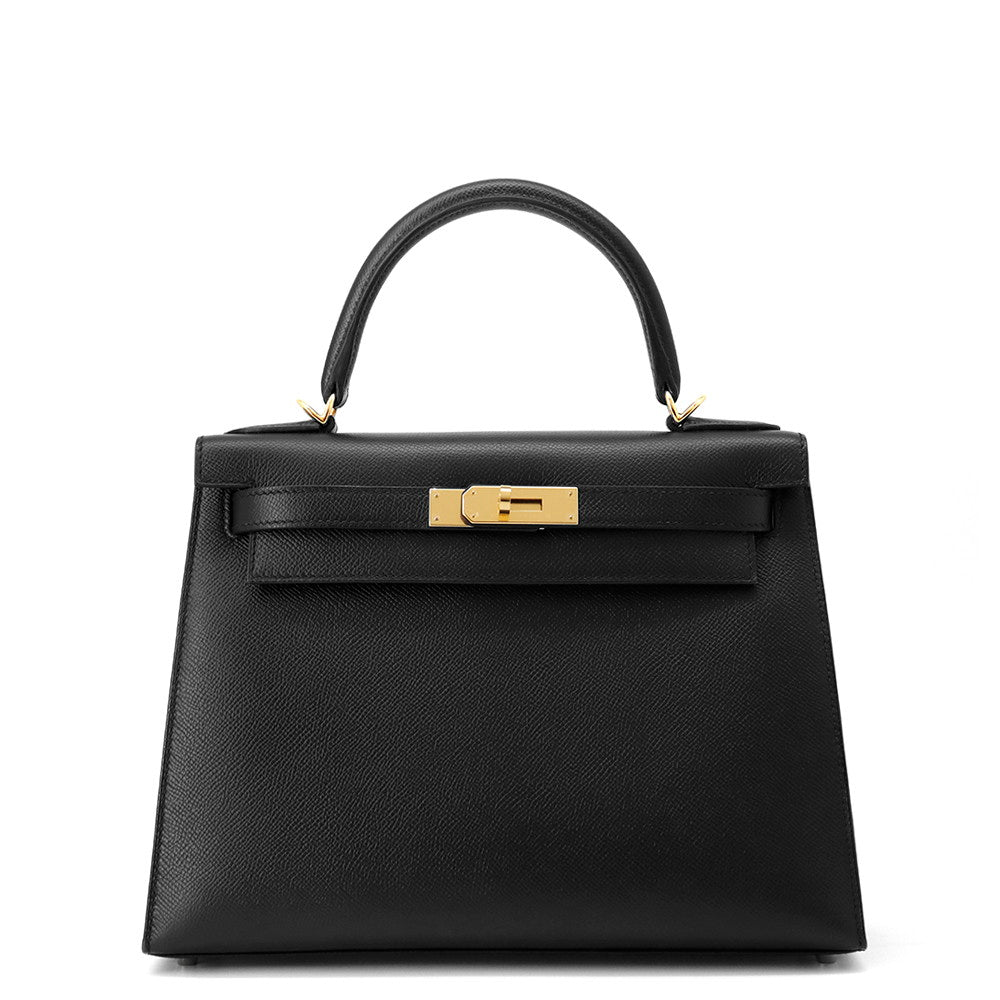 HERMES Kelly Sellier Black Epsom Size 28