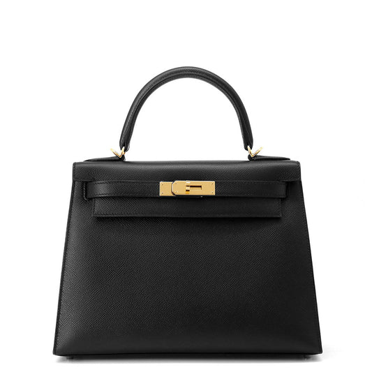 HERMES Kelly Sellier Black Epsom Size 28