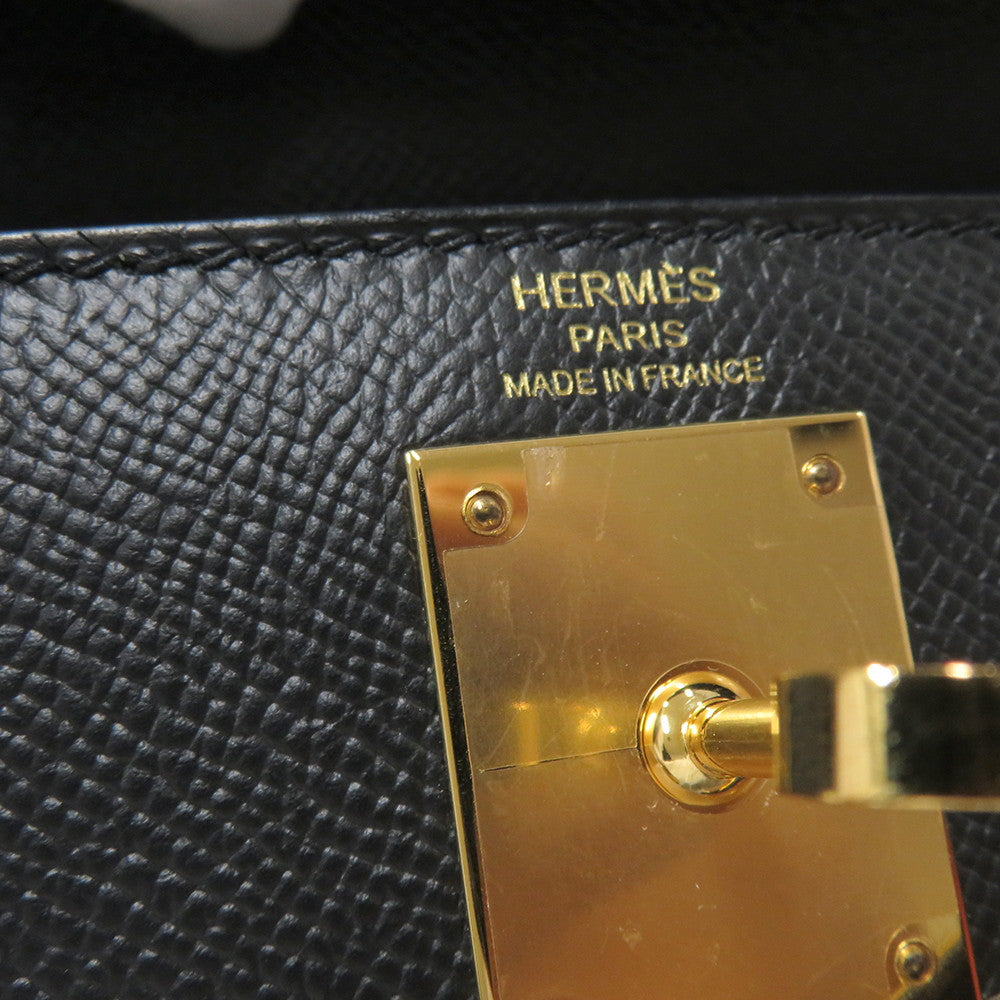 HERMES Kelly Sellier Black Epsom Size 28