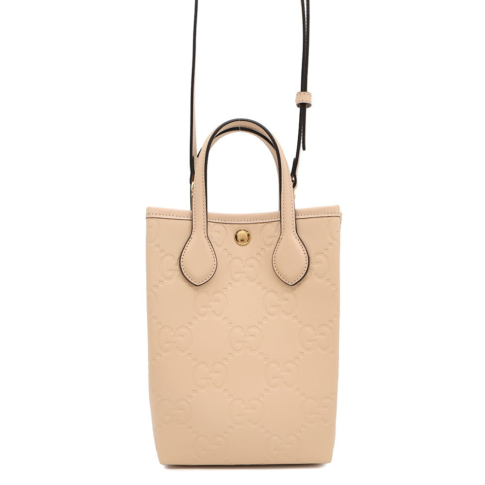 GUCCI 2WAY GG Super Mini Bag Beige790133 Leather