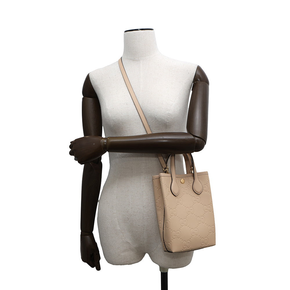 GUCCI 2WAY GG Super Mini Bag Beige790133 Leather