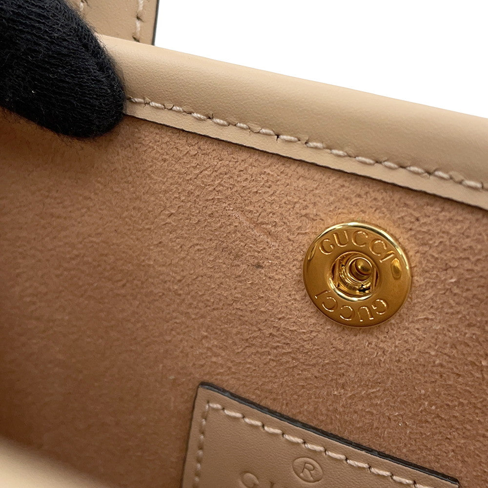 GUCCI 2WAY GG Super Mini Bag Beige790133 Leather