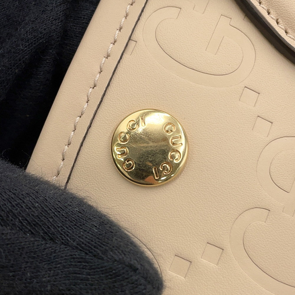 GUCCI 2WAY GG Super Mini Bag Beige790133 Leather