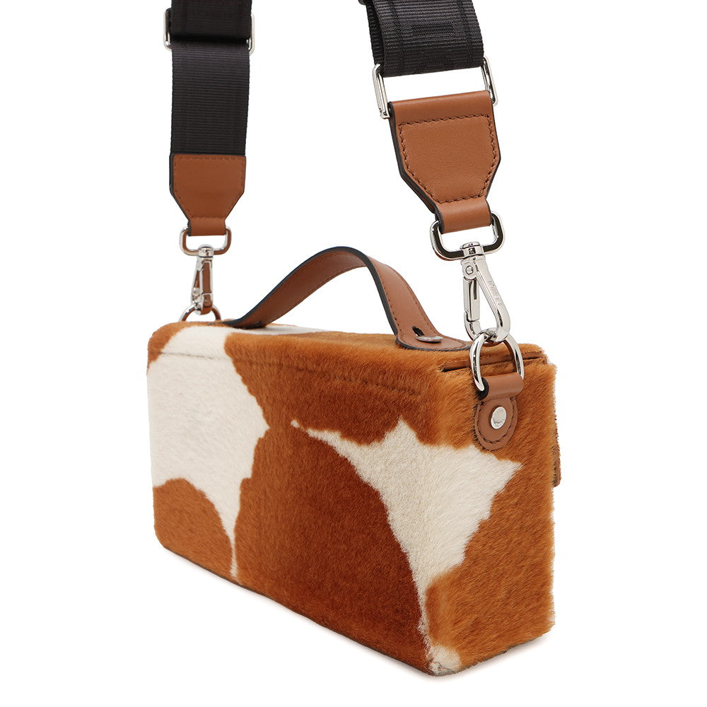 FENDI Soft Trunk Baguette White/Brown7VA565 Sheepskin