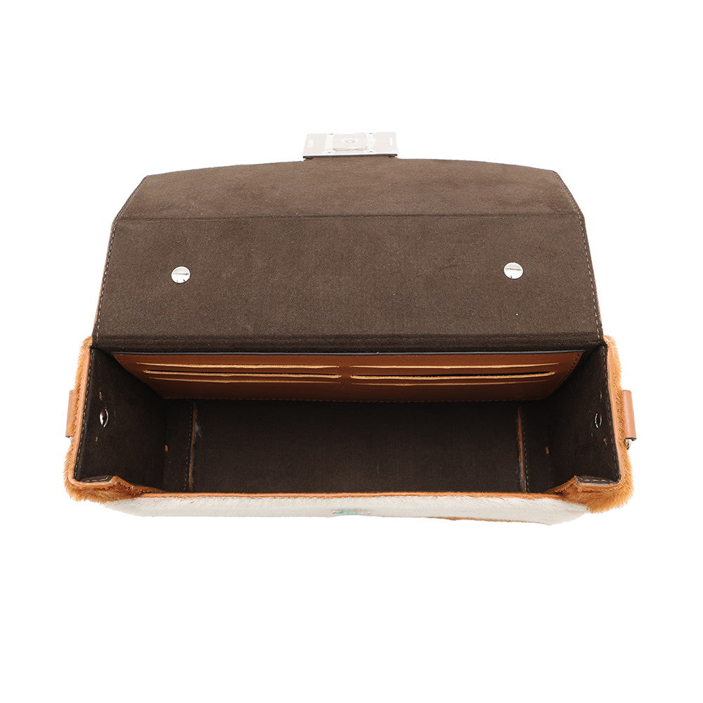 FENDI Soft Trunk Baguette White/Brown7VA565 Sheepskin