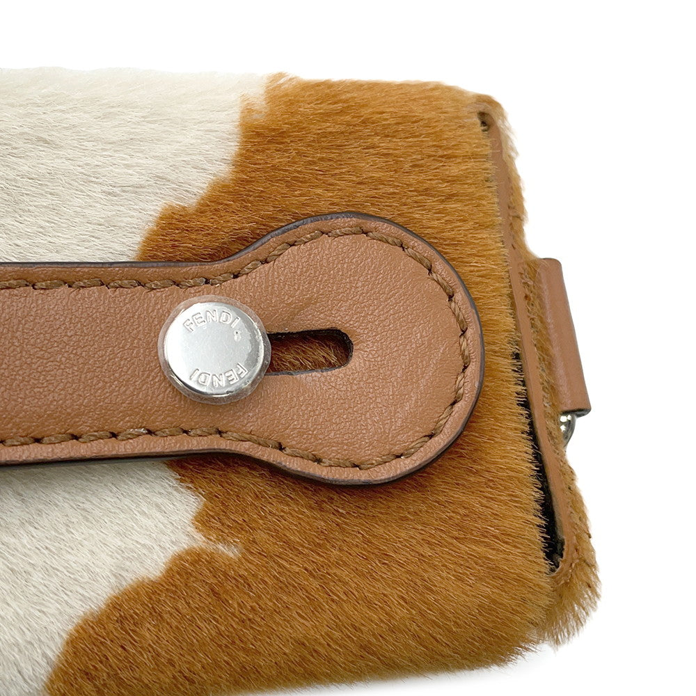 FENDI Soft Trunk Baguette White/Brown7VA565 Sheepskin