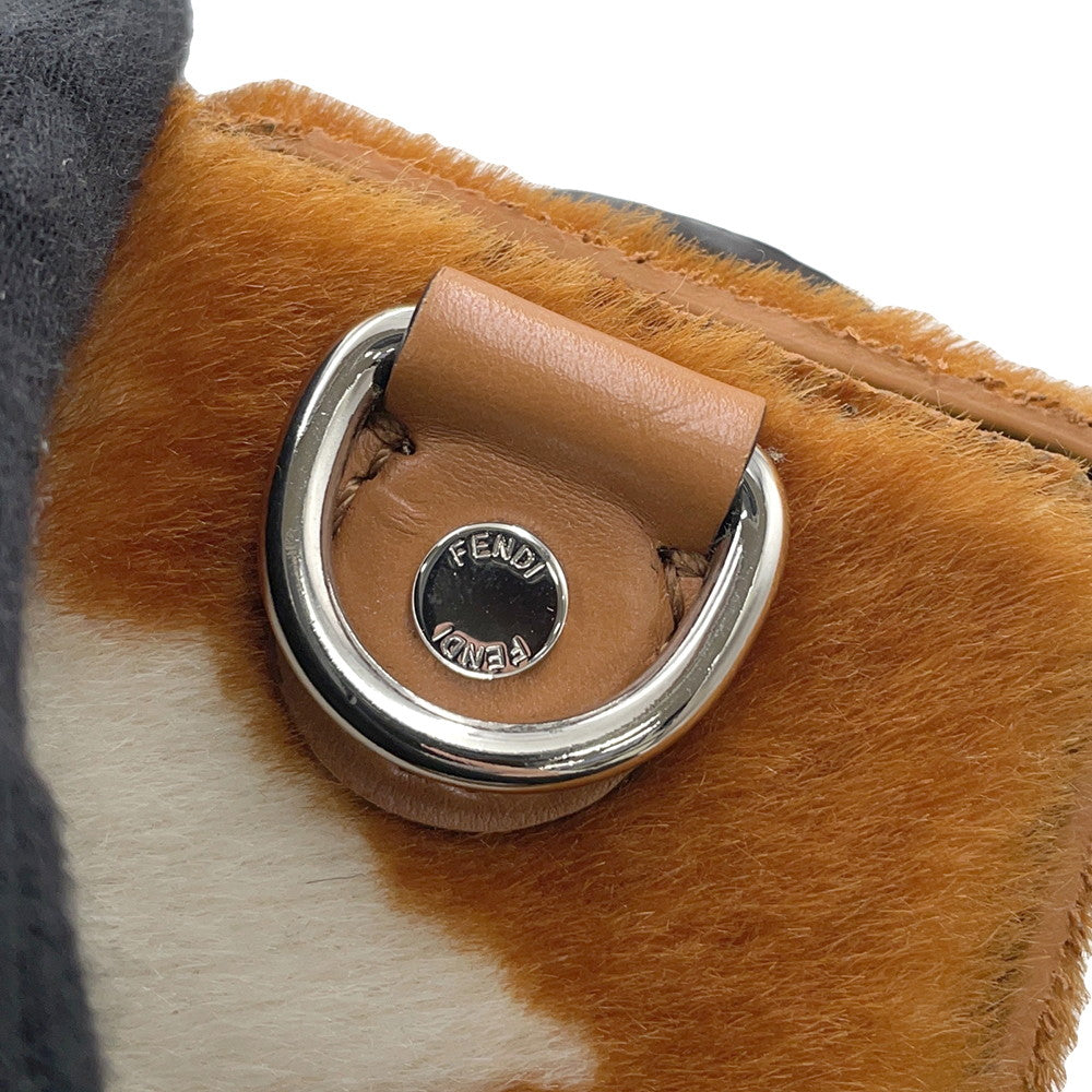 FENDI Soft Trunk Baguette White/Brown7VA565 Sheepskin
