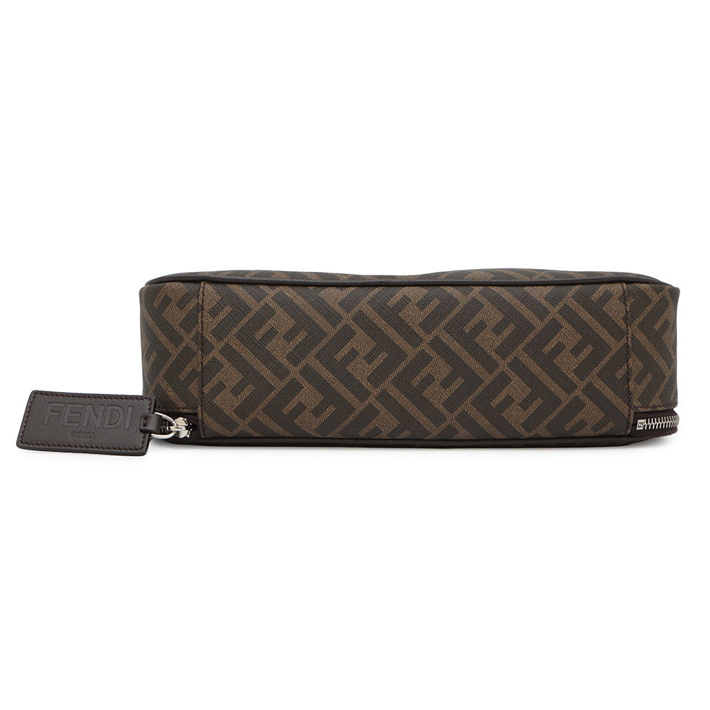 FENDI Zucca Travel Pouch Brown7N0128 PVC Coated Canvas Size Large