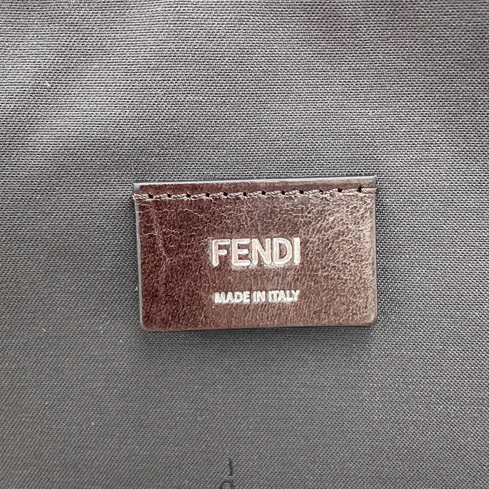 FENDI Zucca Travel Pouch Brown7N0128 PVC Coated Canvas Size Large