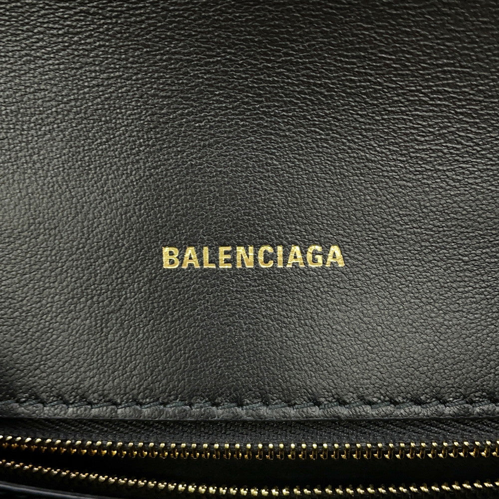 BALENCIAGA Downtown ChainShoulder Bag Black689121 Croco embossed leather Size XS