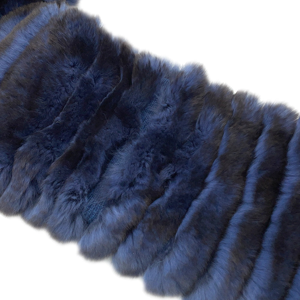 CHANEL Orirag Scarf Navy/Brown Orirag 70% Cashmere30%