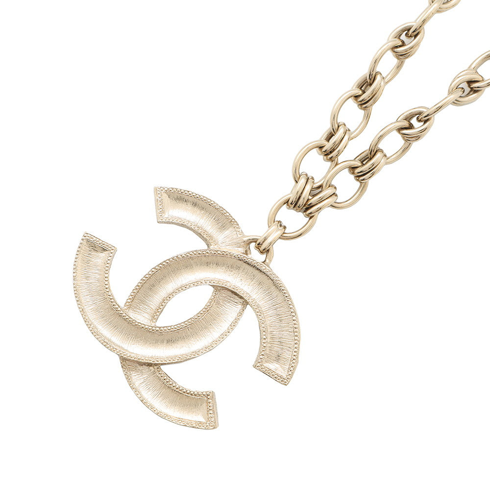 CHANEL CC Logo Righe Rainbow Necklace Multicolor Metal Rhinestone