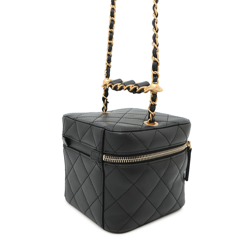 CHANEL Vanity Shoulder Bag BlackAS3228 Lambskin Size Small