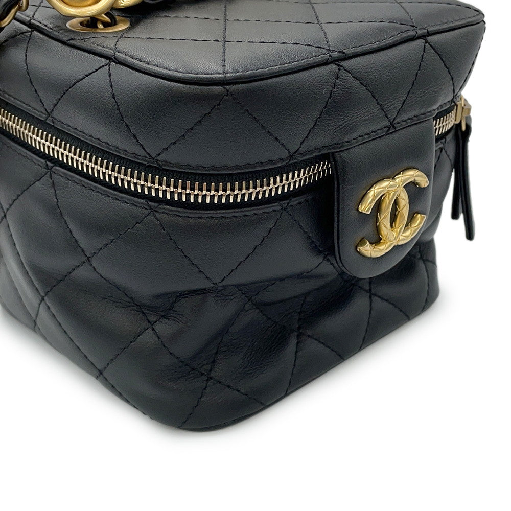 CHANEL Vanity Shoulder Bag BlackAS3228 Lambskin Size Small